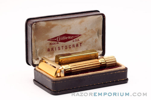 1946-47 Gillette Aristocrat Double Edge Safety Razor Original Set