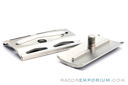 1939-1947 Gillette Tech Cap & Guard | Satin Nickel Revamp - Universally Threaded