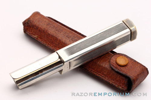 1927-32 Schick Type B Silver SE Repeating Injector Razor w/ Case