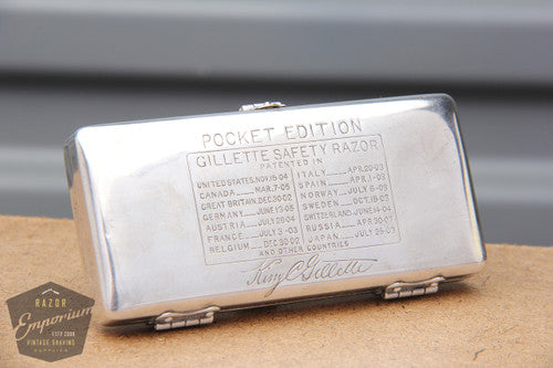 Gillette 1910's Basketweave Pocket Edition - Old Type Spiral (DE) Razor Travel Set
