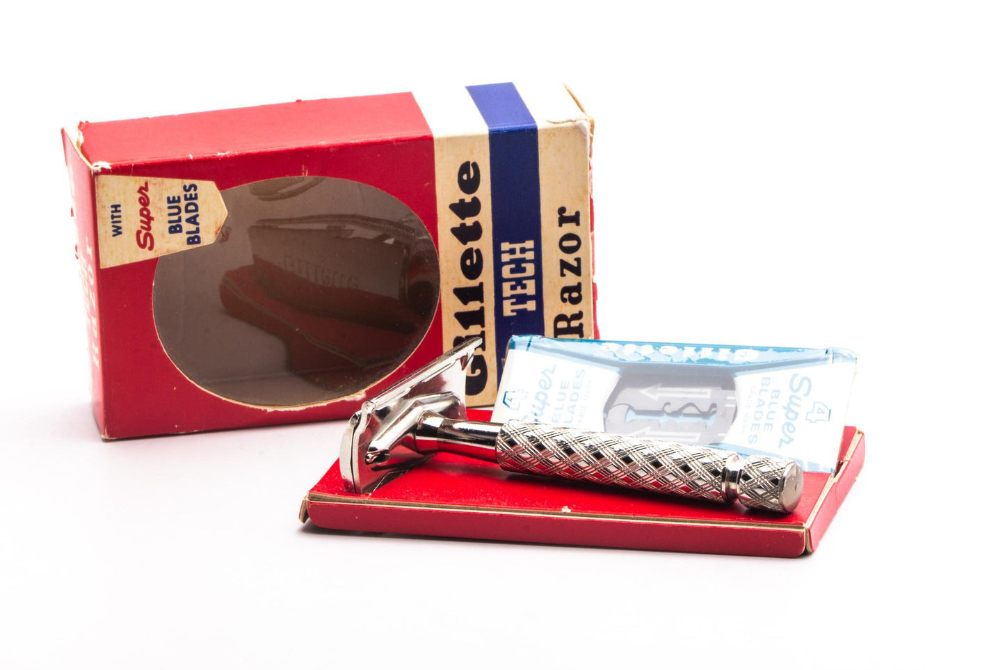 1940's Gillette Ball End Tech Razor Set in Original Red Box  | Original Condition