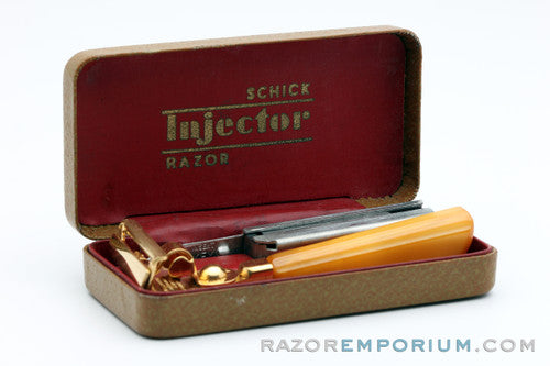 1935-45 Schick Gold Injector Bakelite Handle Set Type E