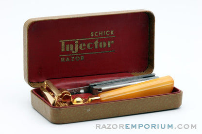 1935-45 Schick Gold Injector Bakelite Handle Set Type E