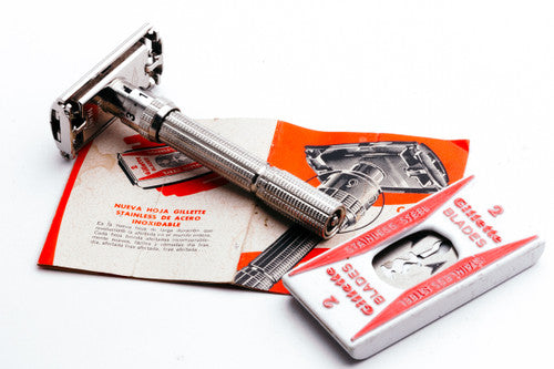 1963 Gillette Slim Adjustable Double Edge Safety Razor Set I3