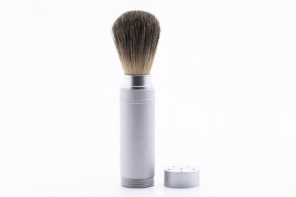 Traveling Shave Brush In Metal Container