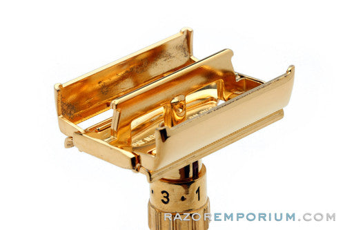1961 Gillette $1.95 Fatboy Adjustable Safety Razor 24K Gold Revamp