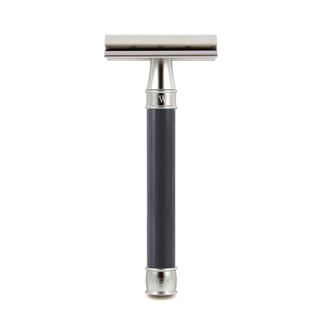 Edwin Jagger | Smooth 3ONE6 Stainless Steel Double Edge Safety Razor - Grey-Blue
