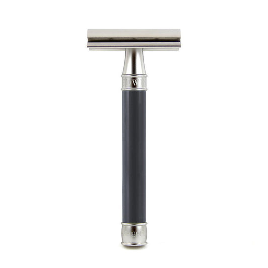Edwin Jagger | Smooth 3ONE6 Stainless Steel Double Edge Safety Razor - Grey-Blue