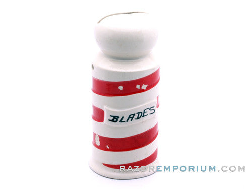 White & Red Barber Pole Porcelain Blade Safe