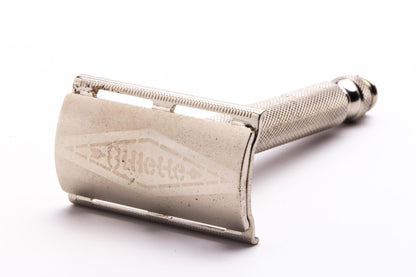 1957 C4 Gillette Ball End Tech Three Peice DE Safety Razor | Original Condition