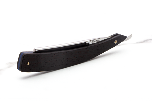 5/8" Vintage Restored Wisconsin Spezial Straight Razor With Black Wood & Blue Wedge Accent