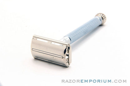 1963 I1 Gillette Blue Star Lady Gillette DE Safety Razor w/ Case & Blade Bank