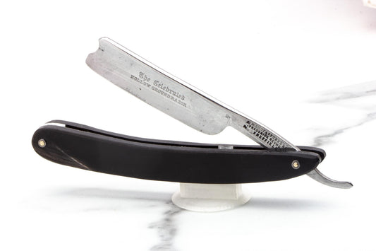 5/8" Vintage Restored "The Celebrated" Frederick Reynolds Straight Razor with Dark Horn Scales