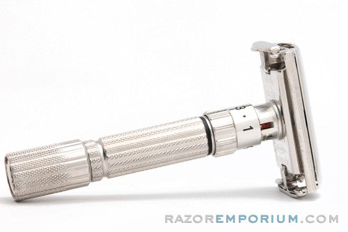 1959 Gillette TTO Fatboy Adjustable $1.95 Double Edge Rhodium Revamp E1