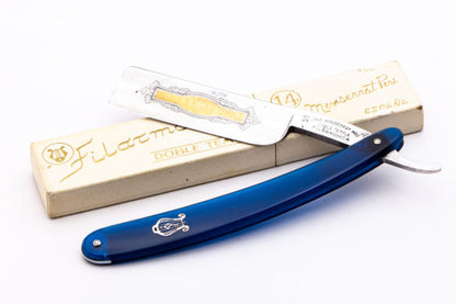 7/8" Filarmonica Doble Temple #14 Straight Razor w/ Coffin & Blue Scales| Spain