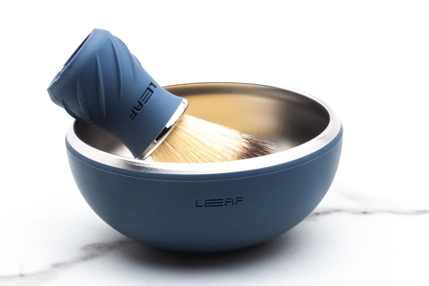 Leaf | Metal & Silicone Shave Bowl And Brush - Glacier