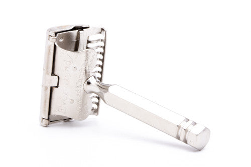 1912 Style Ever Ready Single Edge Safety Razor with Metal Case & Blade Bank | Nickel Revamp