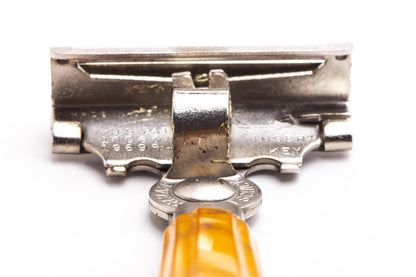 1950's Schick Injector Single Edge Razor with Butterscotch Bakelite Handle | Factory Nickel Revamp
