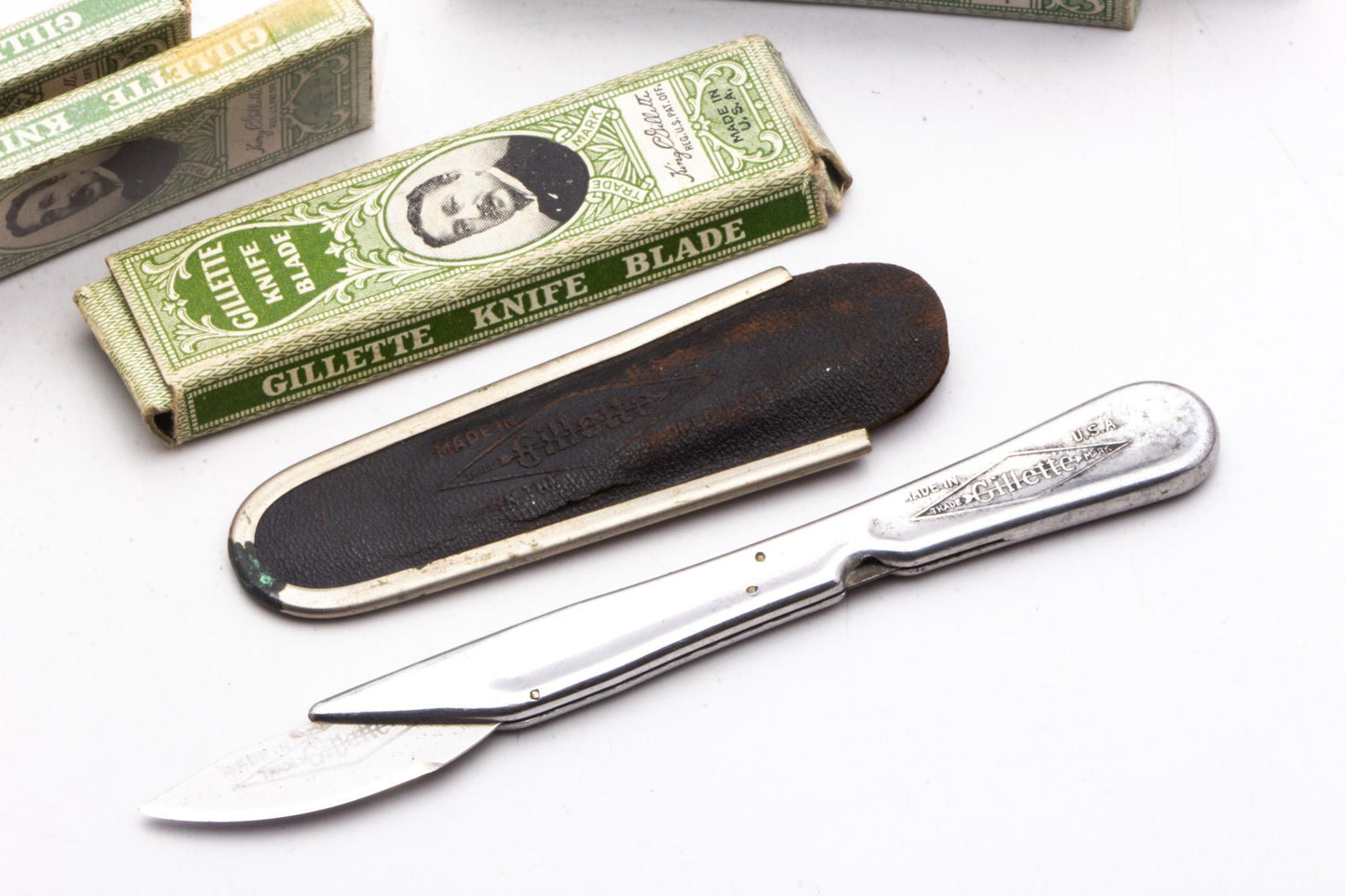 1910's Gillette Safety Razor Co.| Office Knife With Leather Sheath