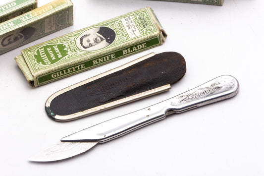 1910's Gillette Safety Razor Co.| Office Knife With Leather Sheath