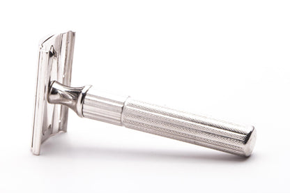1976 W1 Gillette Fat Handle Tech Double Edge Safety Razor | Factory Nickel Revamp