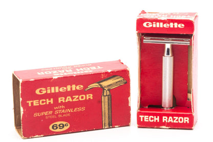 1967 L4 Gillette Ball End Tech Razor Set With Original Red Box | Original Condition