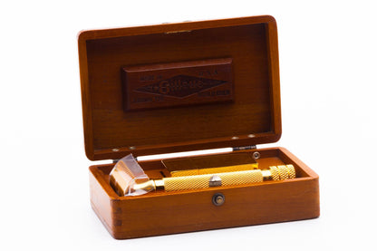 1922 Gillette Big Fellow DE Safety Razor Set | 24K Gold Revamp