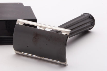 1940's WWII Gillette Tech Safety Razor with Black Plastic Handle & Case | Original Condition