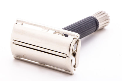 1973 T1 Gillette Black Handle Super Speed TTO Safety Razor | Factory Nickel Revamp