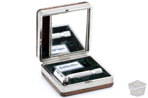 1948-1950 Gillette Executive Razor in Ostrich Leather Case | Rhodium Revamp
