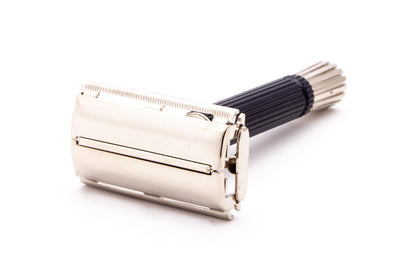 1979 Z4 Gillette Black Handle Super Speed Safety Razor | Factory Nickel Revamp