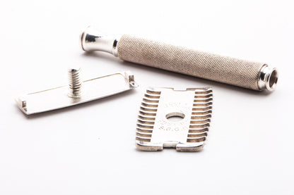 Apollo 3 Piece Open Comb Double Edge Razor with Leather Case & Blade Banks | Original Condition