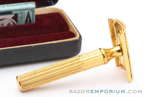 1947-51 Gillette Fat Handle Tech 3 Piece Safety Razor in Original Case - MINT