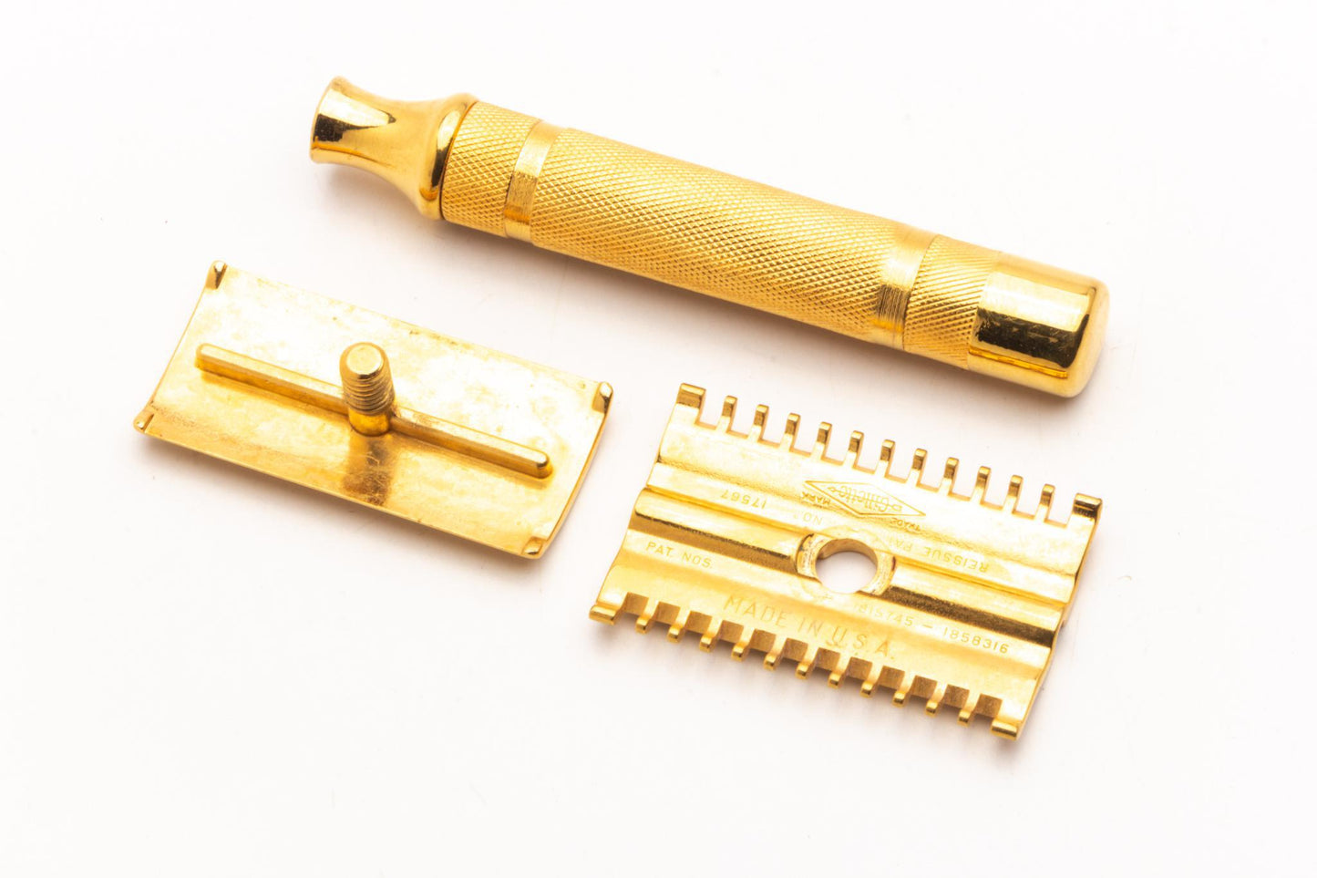 1930's Gillette NEW Common Bar Long Comb Razor | 24K Gold Revamp