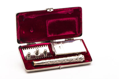 1910's Gillette ABC Pocket Edition With Basket Weave Case Set | Original Condition