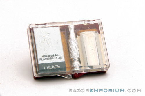 1970 Gillette Mini Ball End Tech 3 Piece DE Razor w/ Case and Blade - P4
