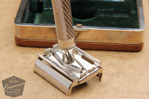 Gillette 1948 Executive DE Safety Razor w/ Ostrich Leather Case