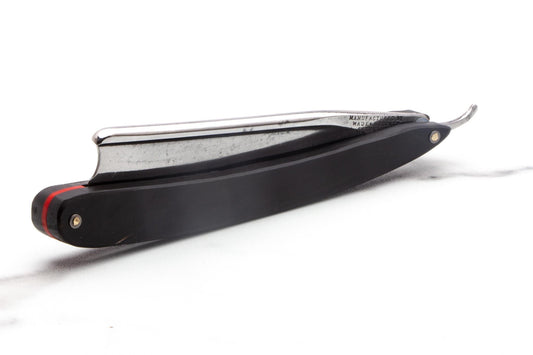 6/8" Vintage Restored Wade & Butcher Straight Razor with Dark Horn Scales & Barbers Notch
