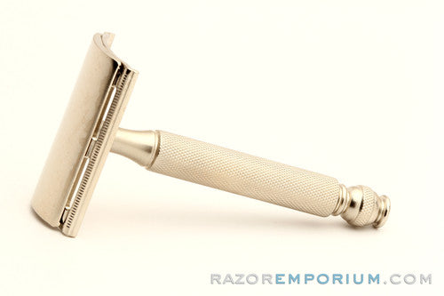1958 D2 Gillette Ball End Tech DE Safety Razor Factory Nickel