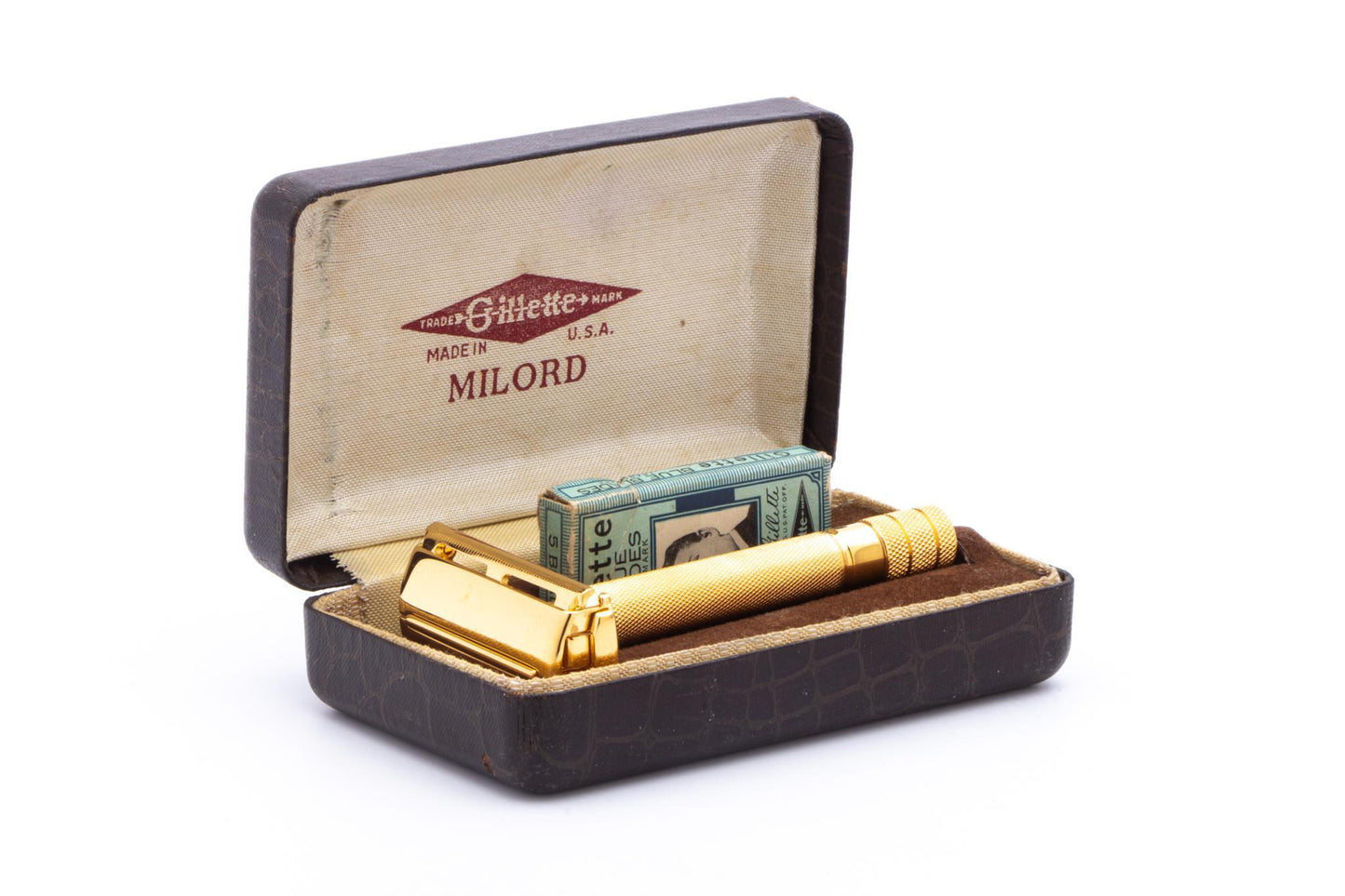 1940's Gillette Milord Double Edge Safety Razor Set with Blades  | Original Condition