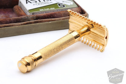 Gillette 1930s Long Comb NEW Double Edge Set * Gold Revamp
