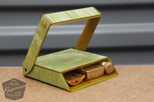 Gillette 1920's Milady Decollete DE Safety Razor in Jade Case