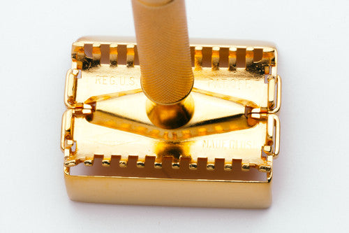1939 Gillette Sheraton Open Comb Double Edge Razor 24K Gold Revamp