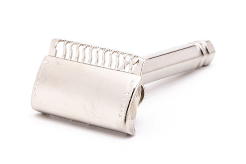 1912 Style Ever Ready Single Edge Safety Razor with Metal Case & Blade Bank | Nickel Revamp
