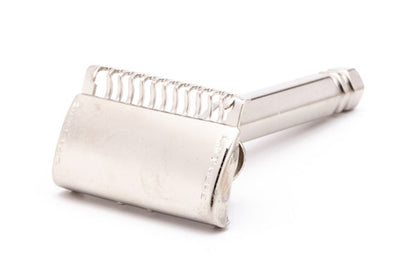 1912 Style Ever Ready Single Edge Safety Razor with Metal Case & Blade Bank | Nickel Revamp
