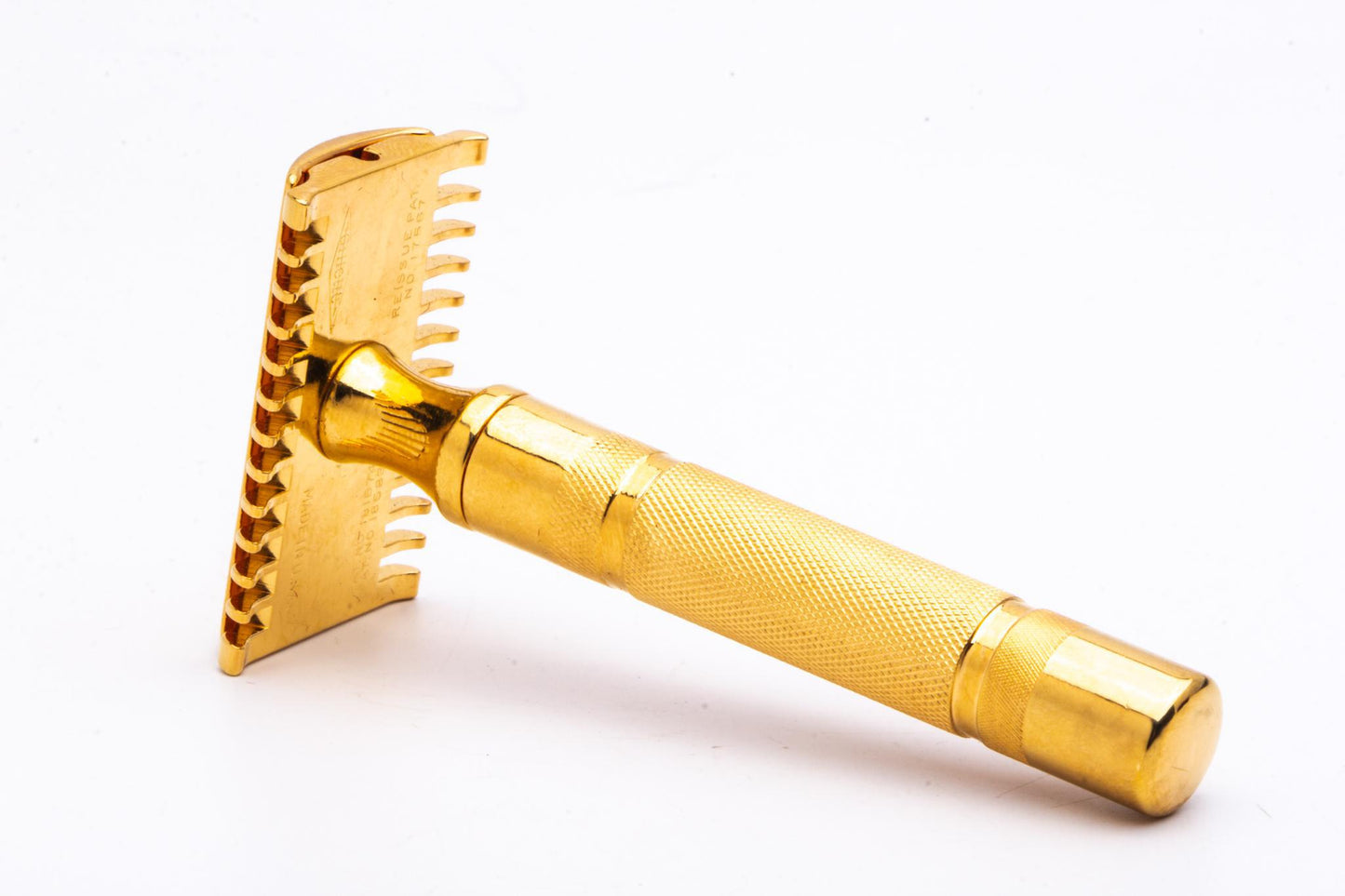 1930s Gillette 'NEW' Short Comb Thin Common Bar Double Edge Safety Razor Set | 24k Gold Revamp