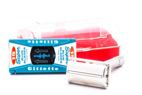 1940's Gillette TTO Super Speed Double Edge Safety Razor With Case and Blade Bank