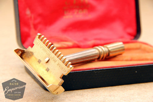 Gem 1930's Micromatic Single Edge Razor in Black Leather Case