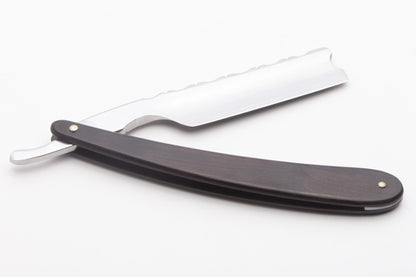 6/8" Gustave Lalune Straight Razor "English Archer" Blackwood Scales w/ Engraved Barbers Notch