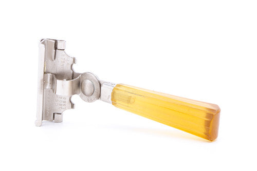 1950's Eversharp Schick Injector Transparent Orange Bakelite Handle | Factory Nickel Revamp